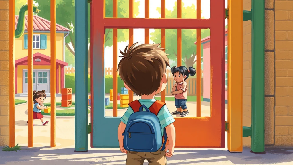 A child smiling while reading a personalized book that features them as a hero in a school setting.