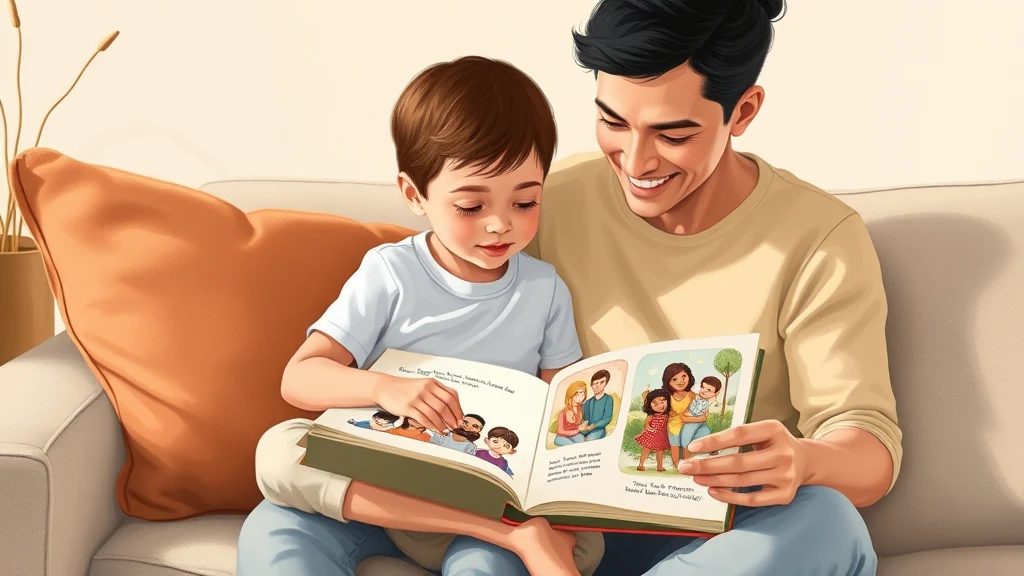 ילד מחזיק ספר אישי ומביט בו בעיניים סקרניות ורגועות.