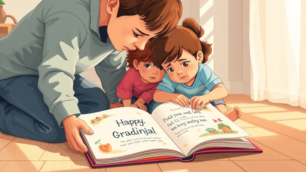 Une enfant tient fièrement un livre personnalisé qui illustre une scène de rêve et de courage.