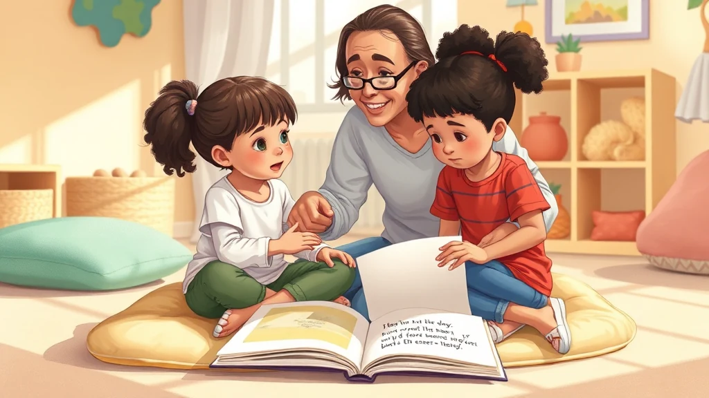 Ein Elternteil liest mit seinem Kind ein personalisiertes Buch vor, das ein Geschwisterpaar zeigt, wie sie einen Streit lösen.