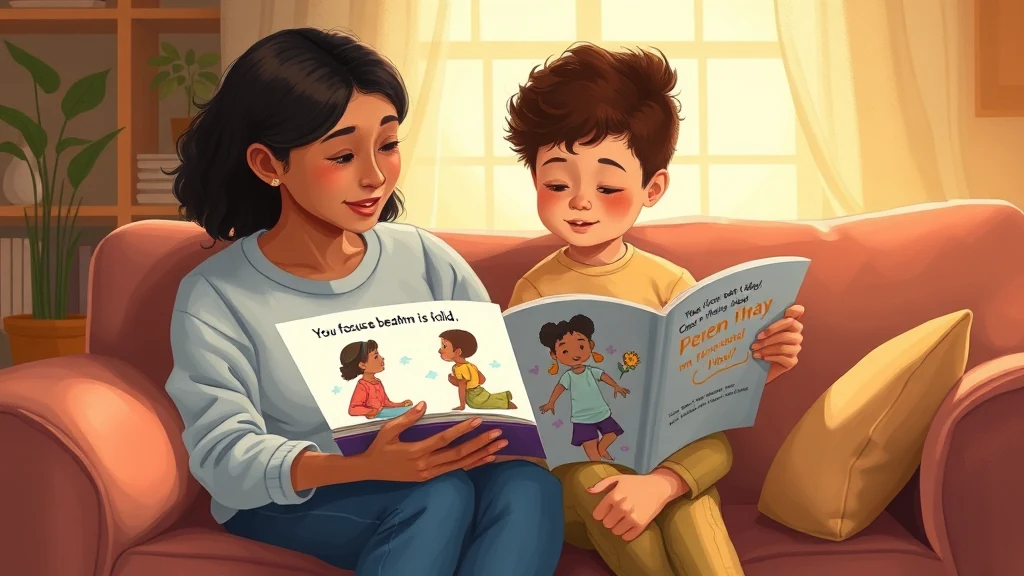 A parent reading a personalized children's book with a child who is focused and engaged, demonstrating emotional security.