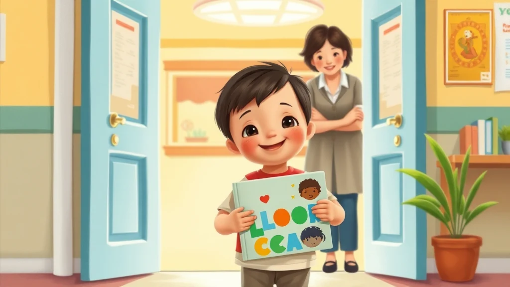 A young child sitting comfortably on a couch, hugging a personalized storybook while their parent smiles nearby.