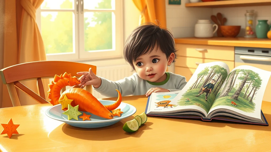 A smiling child and a parent reading a colorful personalized storybook together at a dining table.